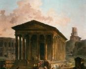 The Maison Caree, the Arenas and the Magne Tower in Nimes - 休伯特·罗伯特